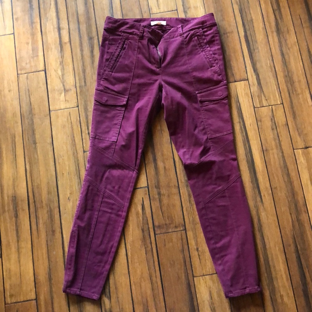 Maroon Loft Skinny Cargo Pants